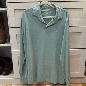 Rhoback Teal Long Sleeve Performance Polo Shirt- Large